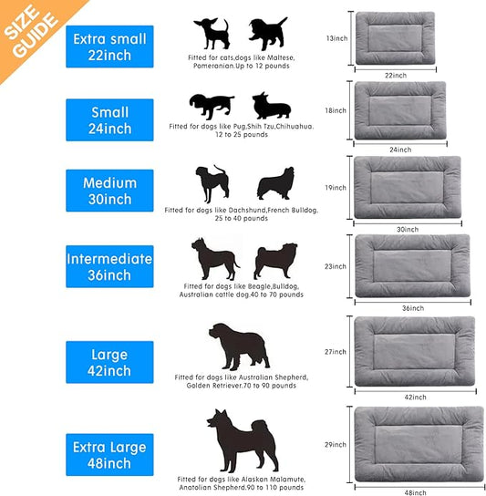 VERZEY Crate Pad for Large Dogs Fit Metal,Ultra Soft Bed Washable  Anti-Slip Kennel Pad for Dogs Cozy Sleeping Mat,Gray 42inch