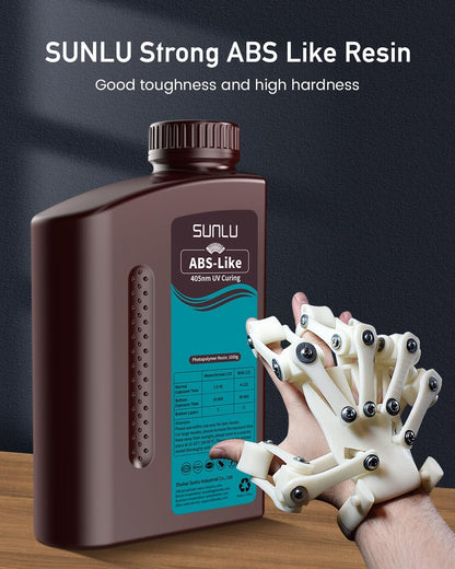 SUNLU 4000G ABS-Like 3D Printer Resin, 405nm UV Curing Photopolymer Rapid 3D Resin for 2K 4K 6K 8K LCD/DLP/SLA 3D Printers, Non-Brittle & High Precision & Low Shrinkage, Grey 4KG