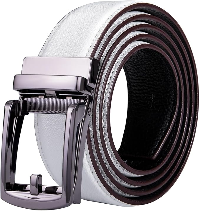 Barry.Wang Ratchet Belt Buckle Strap Replacement 1 38Au,Leather Belt Straps for 40MM Slide Click Buckle,Trim to Fit