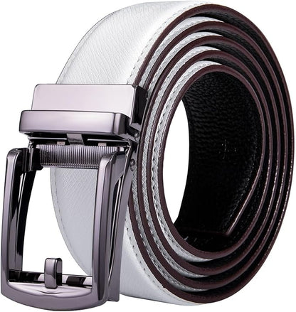 Barry.Wang Ratchet Belt Buckle Strap Replacement 1 38Au,Leather Belt Straps for 40MM Slide Click Buckle,Trim to Fit