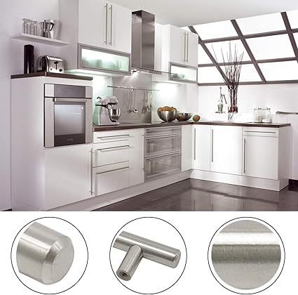 Gobrico 5 Pack Brushed Nickel Cabinet Handles,7-12" Inch Hole Centers,10 Inch Total Length,Satin Nickel Drawer Pulls,Modern Cabinet Hardware