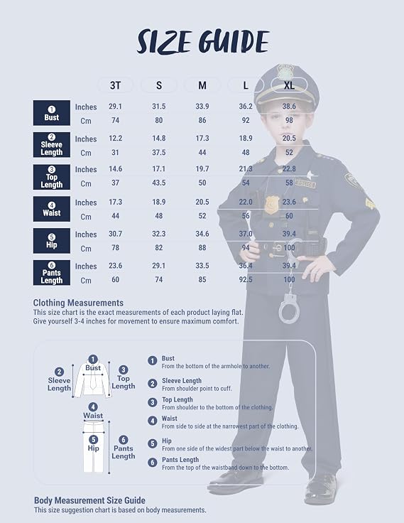 JOYIN Toy Halloween Toddler Police Costume, Police Officer Costume for Boys, Kids Cop Outfit for Halloween Pretend Roleplay ( Missing Holster-Badge-LDD ligth )