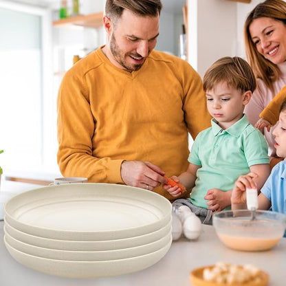 Wheat Straw Plates Unbreakable Dinner Plate 7.8 Inch Reusable Plastic Plate