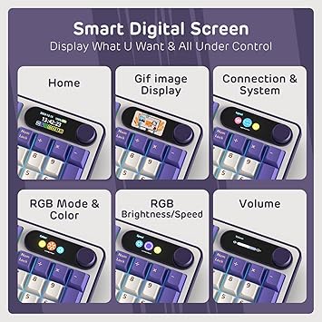 RK ROYAL KLUDGE S98 Mechanical Keyboard wSmart Display  Knob, Top Mount 96 Wireless Mechanical Keyboard BT2.4GUSB-C, Hot Swappable, Software Support, Massive Battery, 98 Keys