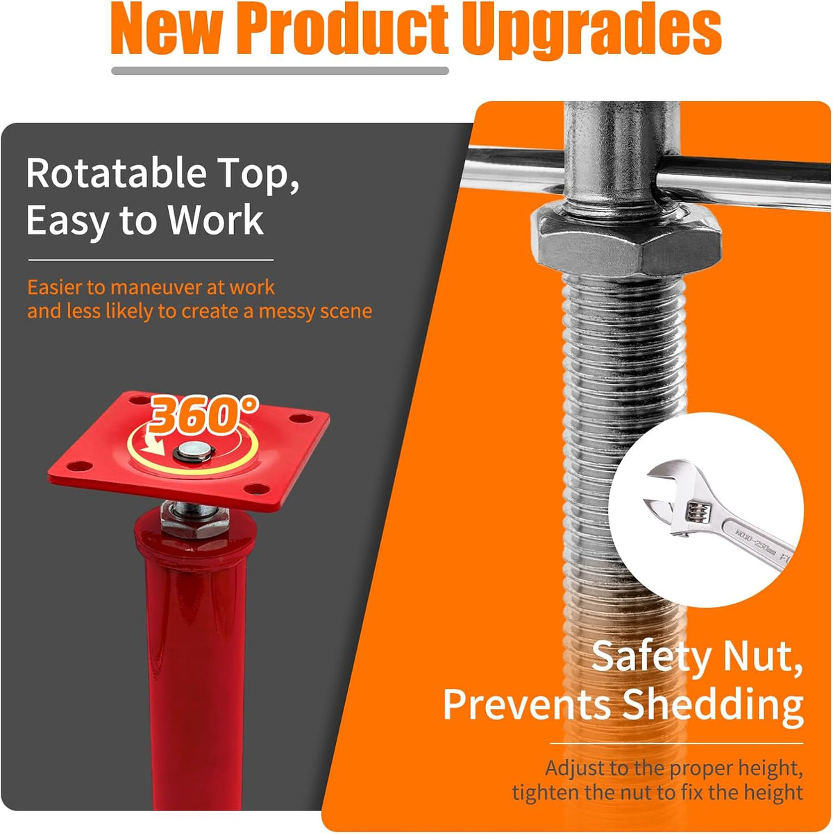 House Jacks for Leveling Crawlspace, Adjustable Floor Jack Post 11"-16" Height, 11023 lbs Load Capacity Heavy Duty Steel Support Jack for Basement, Beam, Floor, Deck, Construction (2 Packs)