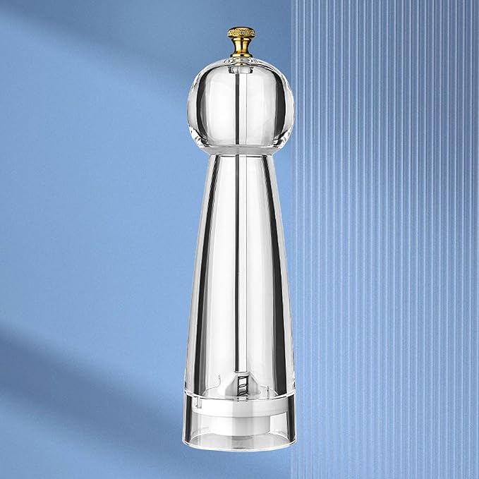 Acrylic Pepper Grinder, Pepper Mill with Round Head, Manual Rotatable Salt Mill Grinder, Hand Seasongings Grinder, Multifunctional Pepper Mill Shaker for Kitchen Cooking
