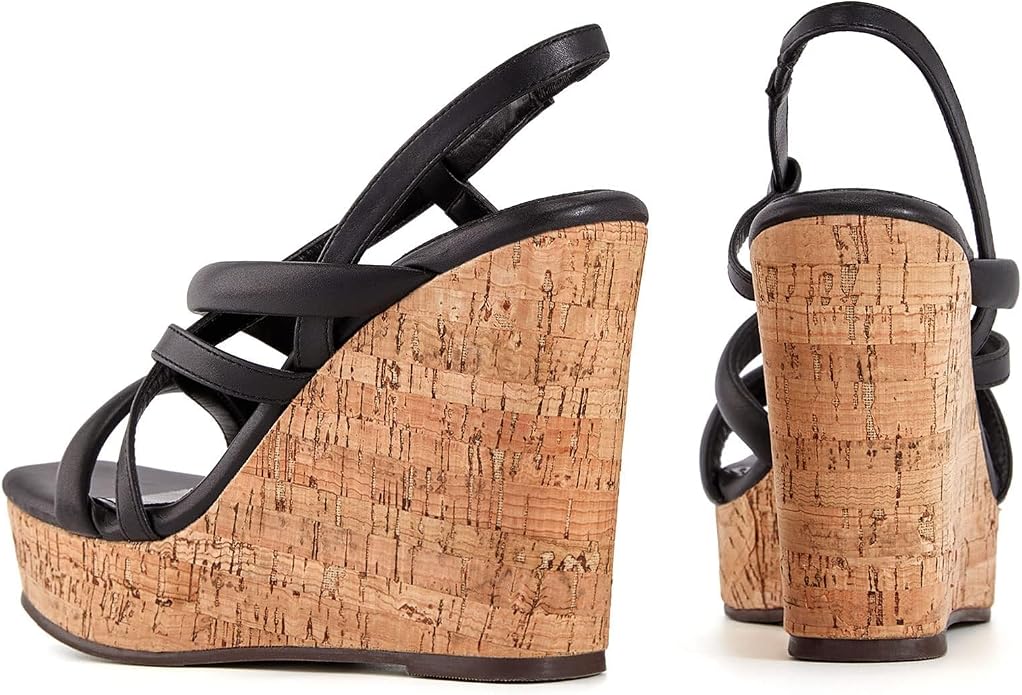Coutgo Women Platform Wedge Sandals Cork Slingback Wedges Espadrilles Heels Summer Shoes.