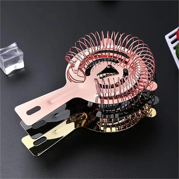 Bar Strainer 10pcs Stainless Steel Cocktail Shaker Bar Ice Strainer Wire Mixed Drink Bartender Professional Tool Bar Accessories for Home Bar  Professional Bar(Rose Gold A)
