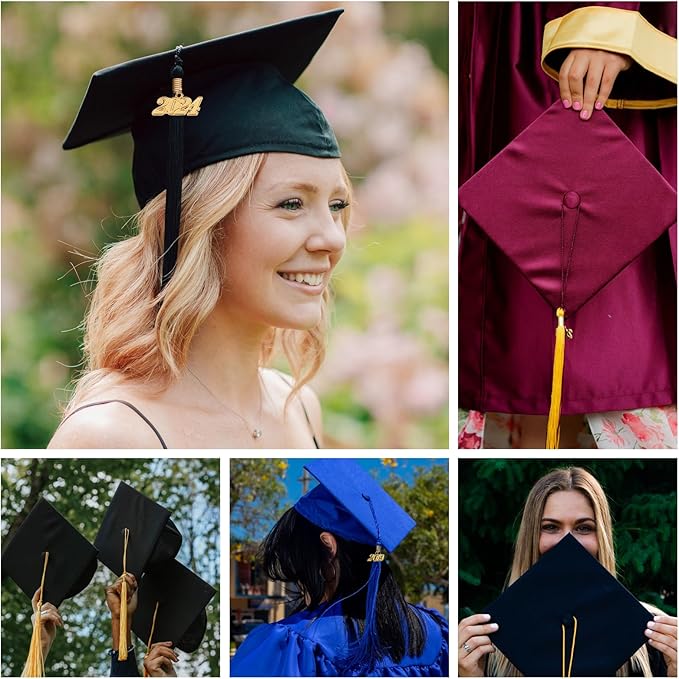 Unisex Adult Matte Graduation Cap with Tassel 202520242023 for High School and College, 12 Colors