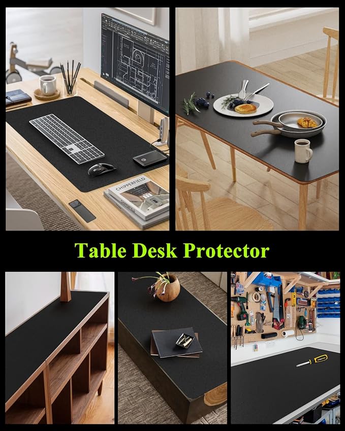 Black Plastic Table Cover Protector, 30" x 60" Waterproof Easy Flat PVC Desk Pad Mat, 1.5mm Thick Rectangle Vinyl Table Top Protector for Dining Room Table, Office, Dresser