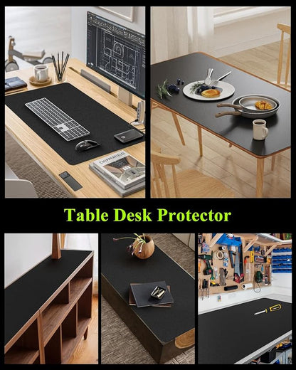 Black Plastic Table Cover Protector, 30" x 60" Waterproof Easy Flat PVC Desk Pad Mat, 1.5mm Thick Rectangle Vinyl Table Top Protector for Dining Room Table, Office, Dresser