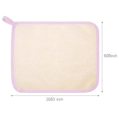 Tatuo 5 Pcs Exfoliating Face and Body Wash Cloths Towel Weave Bath Cloth Exfoliating Scrub Cloth Massage Bath Cloth for Women and Men, 10.63 x 9.05 Inch (Pink Edge)