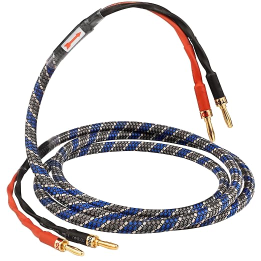 TODN 6.5ft Speaker Cable with Banana Plugs 99.99% 4-Core OFC for Audiophile 1 Cable 24K Gold-Plated Banana Plug Speaker Wire with Connectors, Nylon Braided, for Speakers Home Theater Amplifier Stereo