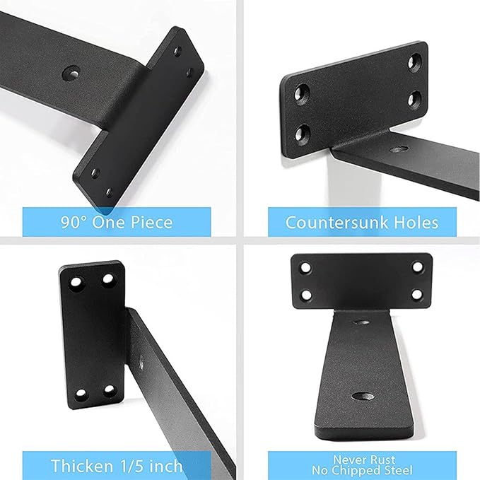 6Pcs Floating Shelf Bracket, 12 Inch 90¡ Bending Wall Shelf Bracket for Kitchen Study, High Load Bearing Capacity 1/5 Inch Thick Heavy Duty Industrial Shelf Bracket