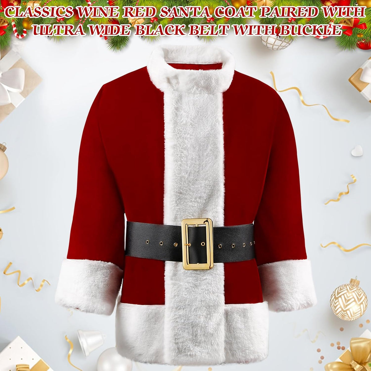 Halloween Costumes Adult, Green Costume 8PCS Christmas Santa Claus Costume for Men Cosplay Costume With Mask