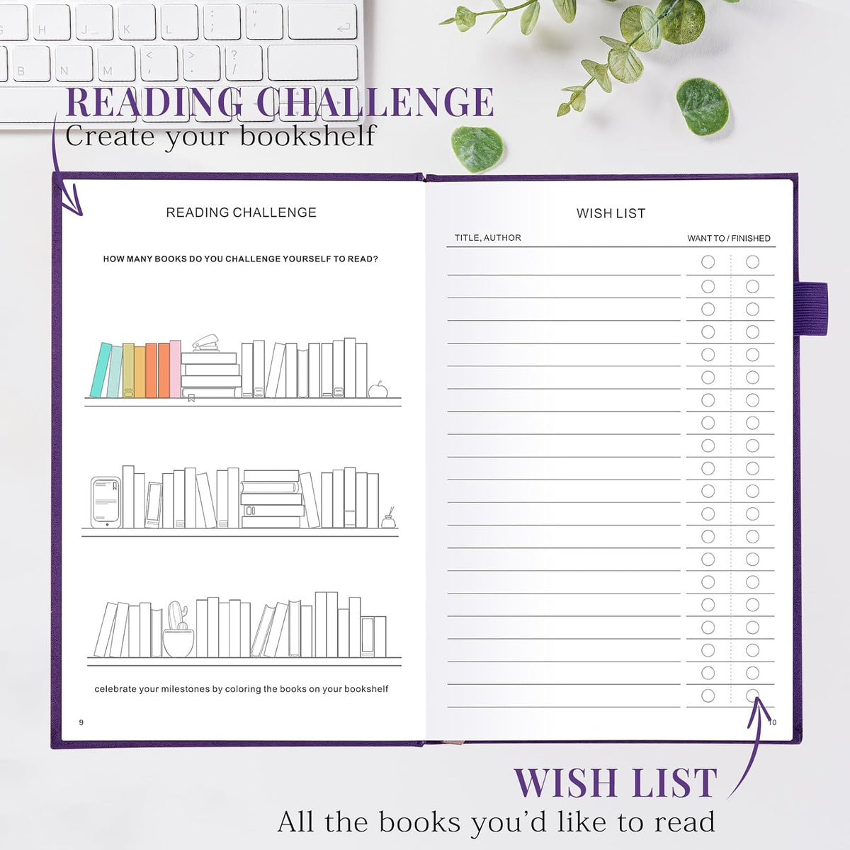 JUBTIC Reading Journal - Book Journal Reading Log for Review and Track Your Reading Progress - Gift Book Accessories for Book Lovers and Voracious Readers - 75 Books?A5 Size (Purple)