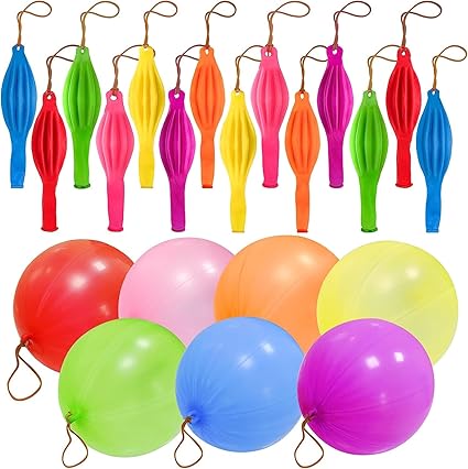 48pcs Punch Balloons, Punching Balloon Party Favors for kids, Neon Bounce Balloons with Rubber Band for Carnival, Fun, Gift Bag Party Favors