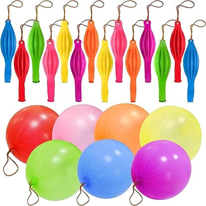 48pcs Punch Balloons, Punching Balloon Party Favors for kids, Neon Bounce Balloons with Rubber Band for Carnival, Fun, Gift Bag Party Favors