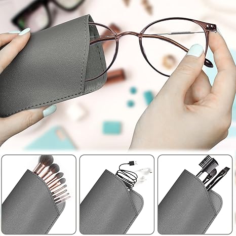 6Pcs Soft Eyeglass Cases for Women Men, Portable Leather Eyeglass Case Sunglass Case, Anti Scratch Glasses Pouch Reading Glasses Case Glass Bag for Storing Glasses Cashes Coins Headphones Keys