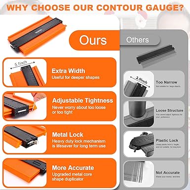 VARSK Contour Gauge Tool (10 inch) with Lock - Birthday Gifts for Men Dad Him, Cool Gadgets for Men, Irregular Shape Duplicator, Outline Edge Angle Measuring Tool for Woodworking Flooring