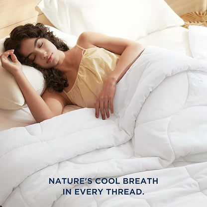 Bedsure Cooling Comforter Queen Size - Rayon Derived from Bamboo Blend  Breathable Lyocell Grey Comforter, Natural Cool Duvet for Hot Sleeper, Ultra-Soft and Moisture-Wicking, White, 88x88 Inches