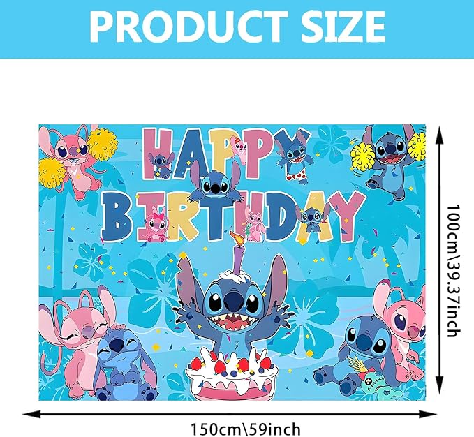 Cartoon Birthday Decorations, Cute Happy Birthday Banner Backdrop, Banner Shoot Photo Backgrounds Props, Blue Party Supplies