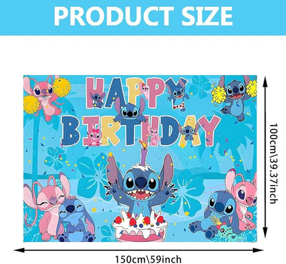 Cartoon Birthday Decorations, Cute Happy Birthday Banner Backdrop, Banner Shoot Photo Backgrounds Props, Blue Party Supplies