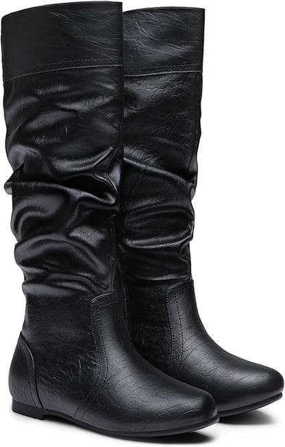 Jeossy Women's 9601 Knee High Boots Tall Slouch Boots with Inside Zipper