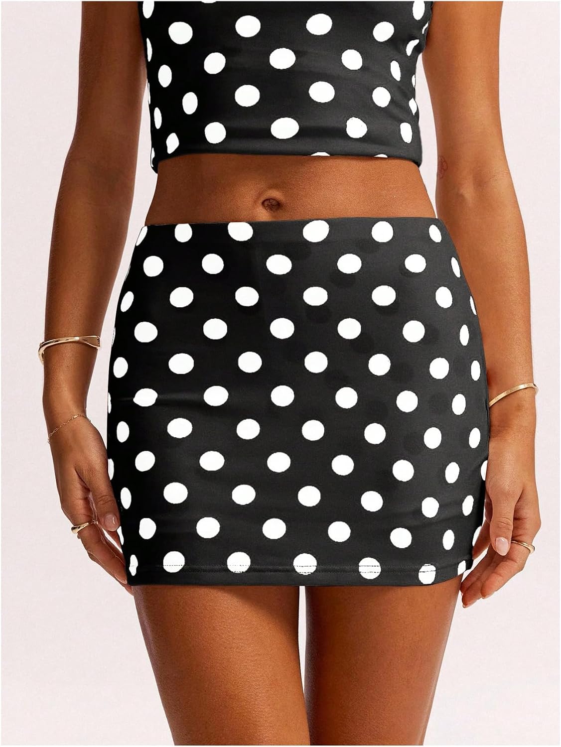 Milumia Women's Y2K Polka Dots Mini Skirts Built in Shorts | Low Waisted, Bodycon, High Stretch, Party, Casual, Festival, Going Out, Back to Schools