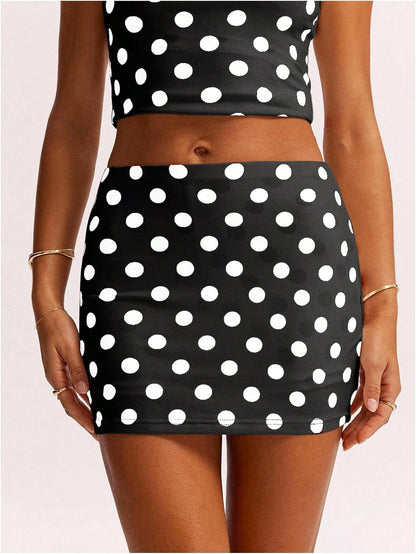Milumia Women's Y2K Polka Dots Mini Skirts Built in Shorts | Low Waisted, Bodycon, High Stretch, Party, Casual, Festival, Going Out, Back to Schools