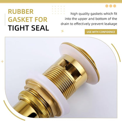 Angle Simple Sink Drain Stopper, Brass Bathroom Sink Stopper Replacement, Pop Up Drain with Overflow Hole, Deep Titanium Gold