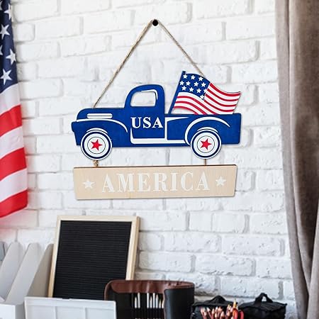 Patriotic Decor Independence Day Hanging Ornaments Wine Rack Decoration (A, One Size)