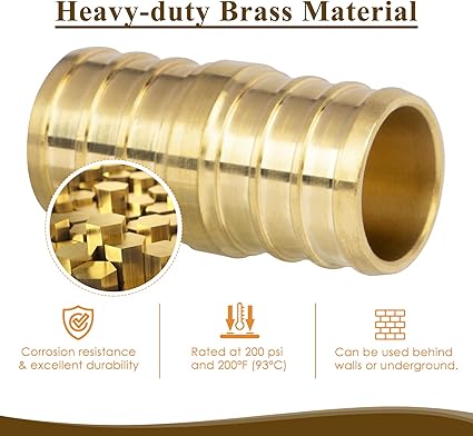 12" PEX Coupling, PEX Fitting for Plumbing Repairs, Sturdy and Enduring Brass Crimp Fitting (12 Pack)