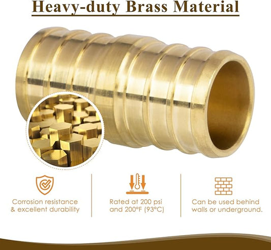 12" PEX Coupling, PEX Fitting Straight for Plumbing Repairs, Sturdy Brass Pipe Coupler for Pex Tubing Connection (5 Pack)