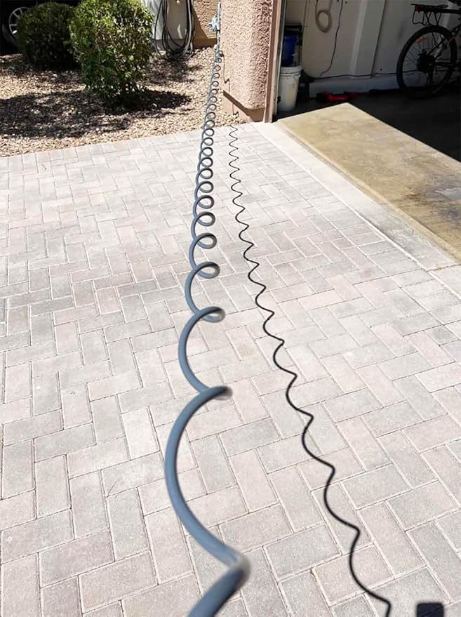 PU Recoil Garden Water Hose 38"ID(9.5 x 12.7mm) x 25ft Premium with 34"Inch Brass Fittings Retractable, Swivel Female, Outdoor Patio Hose MarineBoat, Gray(25')