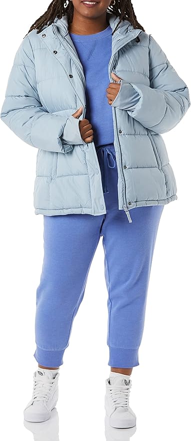 Essentials Women's Heavyweight Quilted Long-Sleeve Hooded Puffer Coat (Available in Plus Size)