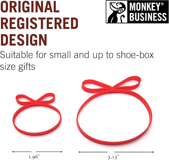 Monkey Business Gifted Multicolor: Elastic Silicone Ribbon Bands for Gift Wrapping, Presents Packaging Solution, Super Saver Pack of 10 Bands in 2 Sizes
