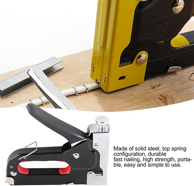 3 in 1 Robust Staple Tool | 600 Nails Capacity for Upholstery & Photo Frames | Solid Steel Construction with Jam - Prevention Design | 4-14mm U - Shaped/Round/Finished