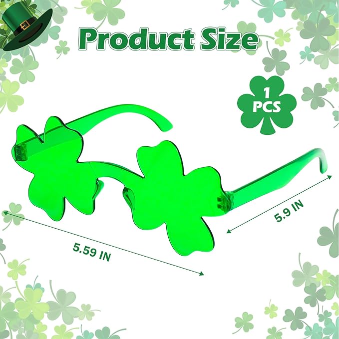 St. Patrick’s Day Shamrock Sunglasses Irish Shamrock Glasses Green Four Leaf Clover Glasses St Patricks Accessories