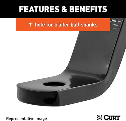 CURT 45030 Class 3 Trailer Hitch Ball Mount, Fits 2-Inch Receiver, 7,500 lbs, 1-Inch Hole, 2-In Drop, 34-Inch Rise