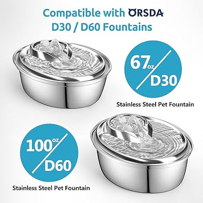 ORSDA Cat Water Fountain Pump for D30  D60 Fountain, Water Pump Replacement No LED Light, Pet Water Fountain Motor Replacement for Stainless Steel Cat Dog Water Dispenser (Water Pump)