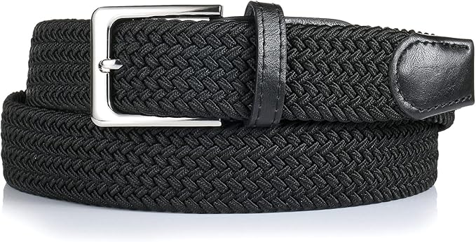 Elastic Braided Belt, 1 38", Woven Stretch Belt for Golf Casual Jeans Shorts Pants