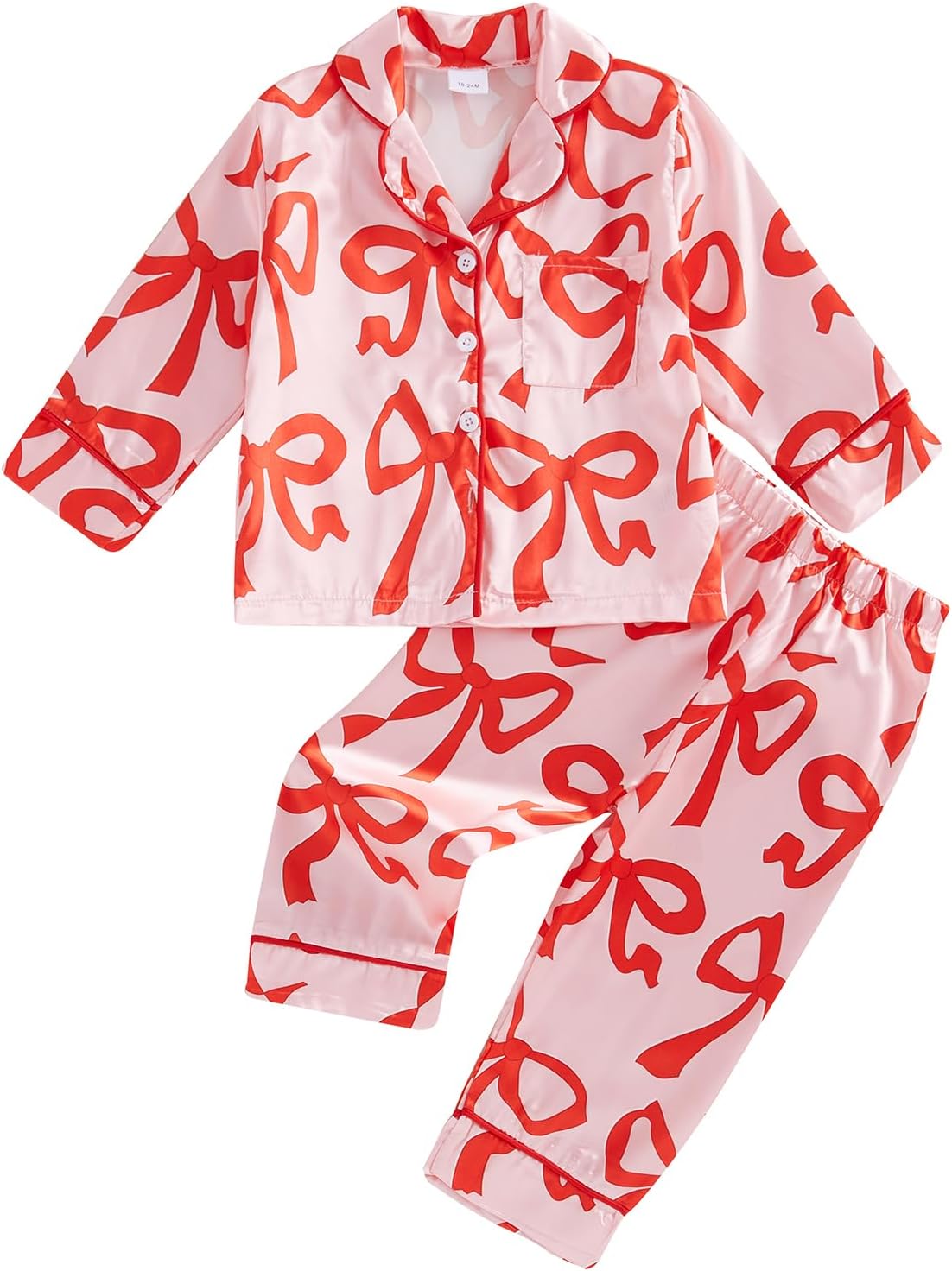 High-quality satin pajama set with Santa Claus and holiday print, soft, breathable fabric, and comfortable fit for cozy winter nights.