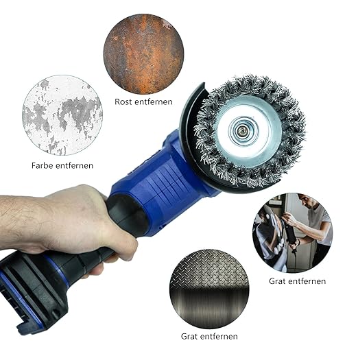 SALI 1 Wire Cup Brush, 4 Inch Twisted Knotted Cup Brush for Grinders, with 5/8-11 Inch Arbor for Heavy Cleaning Rust, Stripping and Abrasive, for Angle Grinder