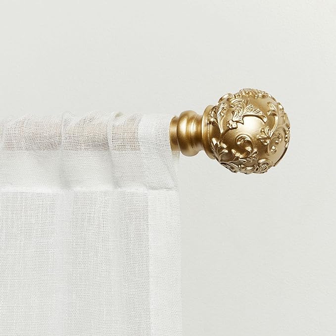 Exclusive Home Vine 1" Curtain Rod and Finial Set, Gold, Adjustable 36"-72"