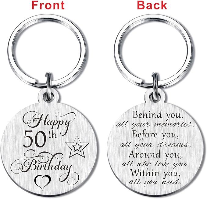 Laluminter Happy Birthday Gifts Keychain Presents for Girls Women Boys Men, Double Sides Engraved