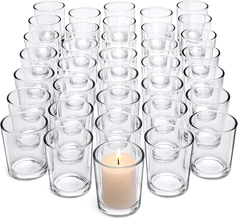 Letine 36Pcs Votive Candle Holders-Clear Glass Tea Light Candle Holders-Clear Candle Holder Bulk for Wedding CenterpiecesHome Table DecorProposeChristmas and Thanksgiving