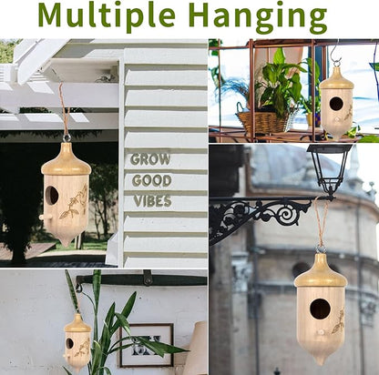 Hummingbird House,Wooden Hummingbird Houses for Outside for Nesting, Gardening Gifts Home Decoration,1 Pack
