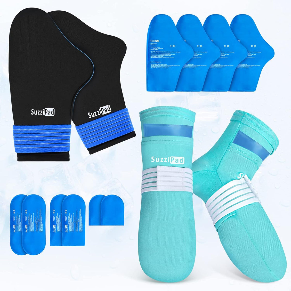 SuzziPad Cold Therapy Hand Ice Packs, Cooling Gloves for Chemotherapy, Chemo Care Package for Women and Men (Gloves and gloves ice packs only. Universal size)