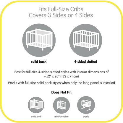 BreathableBaby Breathable Mesh Liner for Full-Size Cribs, Classic 3mm Mesh, Gray (Size 4FS Covers 3 or 4 Sides)